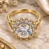Oro Laminado Multi Stone Ring, Gold Filled Style Cluster Design, with White Cubic Zirconia, Polished, Golden Finish, 5.176.054.08 (Size 8)