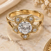 Oro Laminado Multi Stone Ring, Gold Filled Style Flower Design, with White Cubic Zirconia, Polished, Golden Finish, 5.169.015.09 (Size 9)
