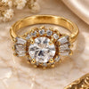 Oro Laminado Multi Stone Ring, Gold Filled Style Baguette and Cluster Design, with White Cubic Zirconia, Polished, Golden Finish, 5.170.021.08 (Size 8)