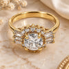 Oro Laminado Multi Stone Ring, Gold Filled Style Baguette and Cluster Design, with White Cubic Zirconia, Polished, Golden Finish, 5.170.021.09 (Size 9)