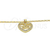 Oro Laminado Pendant Necklace, Gold Filled Style Mom and Heart Design, with White Cubic Zirconia, Polished, Golden Finish, 04.156.0089.1.18 (01 MM Thickness, 18 Inches Length)