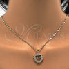 Oro Laminado Pendant Necklace, Gold Filled Style Mom and Heart Design, with White Cubic Zirconia, Polished, Golden Finish, 04.63.1274.18 (01 MM Thickness, 18 Inches Length)