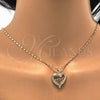 Oro Laminado Pendant Necklace, Gold Filled Style Mom and Heart Design, with White Micro Pave and White Cubic Zirconia, Polished, Golden Finish, 04.63.1276.18 (01 MM Thickness, 18 Inches Length)