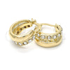 Oro Laminado Huggie Hoop, Gold Filled Style with White Crystal, Polished, Golden Finish, 02.168.0030.1