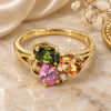Oro Laminado Multi Stone Ring, Gold Filled Style with Multicolor Cubic Zirconia, Polished, Golden Finish, 5.172.003.08 (Size 8)