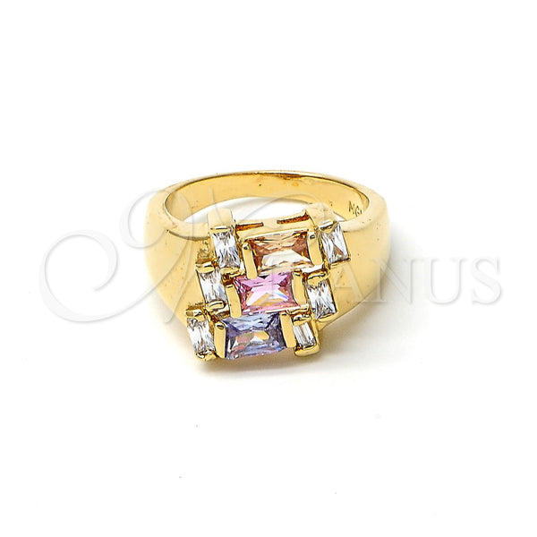 Gold Filled Ring — Multi Stone Ring Baguette Design with Multicolor and — main product view — SKU 103606 | Oro Laminado anillo — Multi Stone Ring Baguette diseño with Multicolor and — SKU 103606