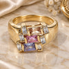 Oro Laminado Multi Stone Ring, Gold Filled Style Baguette Design, with Multicolor and White Cubic Zirconia, Polished, Golden Finish, 5.172.004.09 (Size 9)