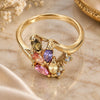 Oro Laminado Multi Stone Ring, Gold Filled Style Cluster Design, with Multicolor and White Cubic Zirconia, Polished, Golden Finish, 5.172.006.09 (Size 9)