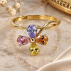 Oro Laminado Multi Stone Ring, Gold Filled Style Flower Design, with Multicolor Cubic Zirconia, Polished, Golden Finish, 5.172.007.08 (Size 8)