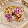 Oro Laminado Multi Stone Ring, Gold Filled Style Bow Design, with Multicolor Cubic Zirconia, Polished, Golden Finish, 5.172.009.07 (Size 7)