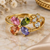 Oro Laminado Multi Stone Ring, Gold Filled Style Flower and Butterfly Design, with Multicolor and White Cubic Zirconia, Polished, Golden Finish, 5.172.011.08 (Size 8)