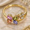 Oro Laminado Multi Stone Ring, Gold Filled Style Flower and Butterfly Design, with Multicolor and White Cubic Zirconia, Polished, Golden Finish, 5.172.011.09 (Size 9)
