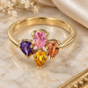 Oro Laminado Multi Stone Ring, Gold Filled Style with Multicolor Cubic Zirconia, Polished, Golden Finish, 5.172.012.09 (Size 9)
