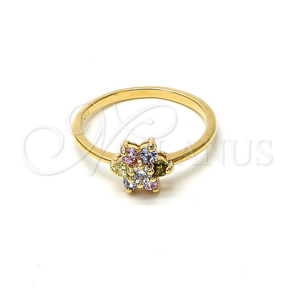 Gold Filled Ring — Multi Stone Ring Flower and Cluster Design with — main product view — SKU 103650 | Oro Laminado anillo — Multi Stone Ring flor and Cluster diseño with — SKU 103650