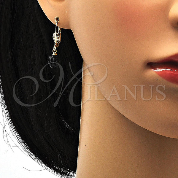 Gold Filled Ring — Dangle Earring Ball Design with Black Crystal Polished — alternate product view — SKU 103664 | Oro Laminado anillo — Dangle Earring Ball diseño with negro cristal pulido — SKU 103664