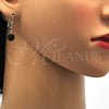 Oro Laminado Dangle Earring, Gold Filled Style Ball Design, with Black Crystal, Polished, Golden Finish, 5.120.017.1