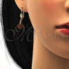 Oro Laminado Dangle Earring, Gold Filled Style Ball Design, with Brown Crystal, Polished, Golden Finish, 5.120.013.1
