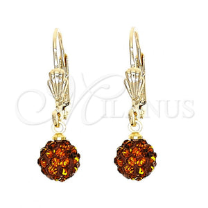 Gold Filled Ring — Dangle Earring Ball Design with Brown Crystal Polished — main product view — SKU 103665 | Oro Laminado anillo — Dangle Earring Ball diseño with Brown cristal pulido — SKU 103665