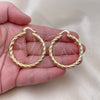 Oro Laminado Medium Hoop, Gold Filled Style Hollow Design, Diamond Cutting Finish, Golden Finish, 5.139.009.40