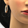 Oro Laminado Medium Hoop, Gold Filled Style Hollow Design, Diamond Cutting Finish, Tricolor, 02.170.0044.1.30