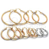 Oro Laminado Medium Hoop, Gold Filled Style Hollow Design, Diamond Cutting Finish, Tricolor, 02.170.0044.1.30