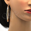 Oro Laminado Extra Large Hoop, Gold Filled Style Hollow Design, Diamond Cutting Finish, Tricolor, 5.138.012.1.70