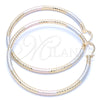 Oro Laminado Extra Large Hoop, Gold Filled Style Hollow Design, Diamond Cutting Finish, Tricolor, 5.138.012.1.70