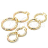 Oro Laminado Extra Large Hoop, Gold Filled Style Hollow Design, Diamond Cutting Finish, Tricolor, 5.138.012.1.70