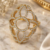 Oro Laminado Multi Stone Ring, Gold Filled Style Flower Design, with White Crystal, Polished, Golden Finish, 01.118.0016.09 (Size 9)