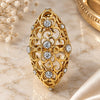 Oro Laminado Multi Stone Ring, Gold Filled Style with White Crystal, Polished, Golden Finish, 01.118.0021.07 (Size 7)