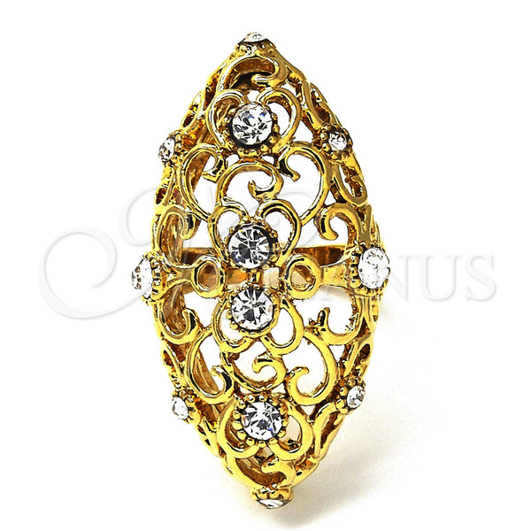Gold Filled Ring — Multi Stone Ring with White Crystal Polished 01. — main product view — SKU 103739 | Oro Laminado anillo — Multi Stone Ring with cristal blanco pulido 01. — SKU 103739