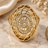 Oro Laminado Multi Stone Ring, Gold Filled Style with White Micro Pave, Polished, Golden Finish, 01.118.0022.08 (Size 8)