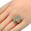 Oro Laminado Multi Stone Ring, Gold Filled Style with White Micro Pave, Polished, Golden Finish, 01.118.0023.07 (Size 7)