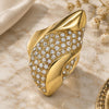 Oro Laminado Multi Stone Ring, Gold Filled Style Cluster Design, with White Crystal, Polished, Golden Finish, 01.118.0019.07 (Size 7)