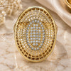 Oro Laminado Multi Stone Ring, Gold Filled Style with White Crystal, Polished, Golden Finish, 01.118.0025.07 (Size 7)