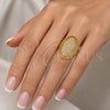 Oro Laminado Multi Stone Ring, Gold Filled Style with White Crystal, Polished, Golden Finish, 01.118.0025.08 (Size 8)