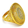 Oro Laminado Multi Stone Ring, Gold Filled Style with White Crystal, Polished, Golden Finish, 01.118.0025.08 (Size 8)
