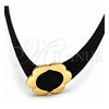 Oro Laminado Fancy Necklace, Gold Filled Style Choker and Flower Design, Polished, Golden Finish, 04.215.0002.13 (15 MM Thickness, 13 Inches Length)