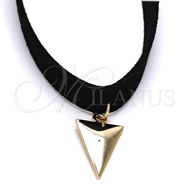 Oro Laminado Fancy Necklace, Gold Filled Style Choker Design, Diamond Cutting Finish, Golden Finish, 04.215.0006.13 (10 MM Thickness, 13 Inches Length)