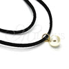 Oro Laminado Fancy Necklace, Gold Filled Style Choker and Ball Design, with Ivory Pearl, Polished, Golden Finish, 04.215.0010.13 (05 MM Thickness, 13 Inches Length)