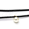 Oro Laminado Fancy Necklace, Gold Filled Style Choker and Ball Design, with Ivory Pearl, Polished, Golden Finish, 04.215.0010.13 (05 MM Thickness, 13 Inches Length)