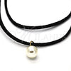 Oro Laminado Fancy Necklace, Gold Filled Style Choker and Ball Design, with Ivory Pearl, Polished, Golden Finish, 04.215.0010.13 (05 MM Thickness, 13 Inches Length)