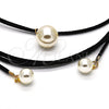 Oro Laminado Fancy Necklace, Gold Filled Style Choker and Ball Design, with Ivory Pearl, Polished, Golden Finish, 04.215.0014.72 (03 MM Thickness, 72 Inches Length)