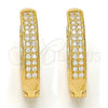 Oro Laminado Huggie Hoop, Gold Filled Style with White Micro Pave, Polished, Golden Finish, 02.217.0001.15