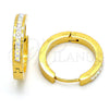 Stainless Steel Huggie Hoop, with White Crystal, Polished, Golden Finish, 02.216.0003