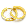 Stainless Steel Huggie Hoop, with White Crystal, Polished, Golden Finish, 02.216.0003