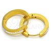 Stainless Steel Huggie Hoop, with White Crystal, Polished, Golden Finish, 02.216.0003