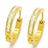 Stainless Steel Huggie Hoop, with White Crystal, Polished, Golden Finish, 02.216.0003
