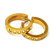 Stainless Steel Huggie Hoop, with White Crystal, Polished, Golden Finish, 02.216.0002.2