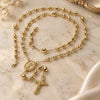 Oro Laminado Large Rosary, Gold Filled Style Crucifix and Divino NiÃ±o Design, Diamond Cutting Finish, Golden Finish, 5.217.006.1.30